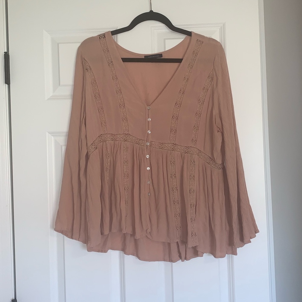 Pink Button Down AE Top